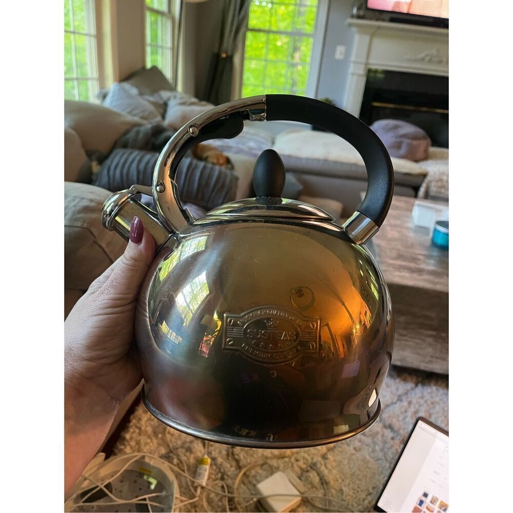 Susteas Silver Stainless Steel Whistling Tea Kettle